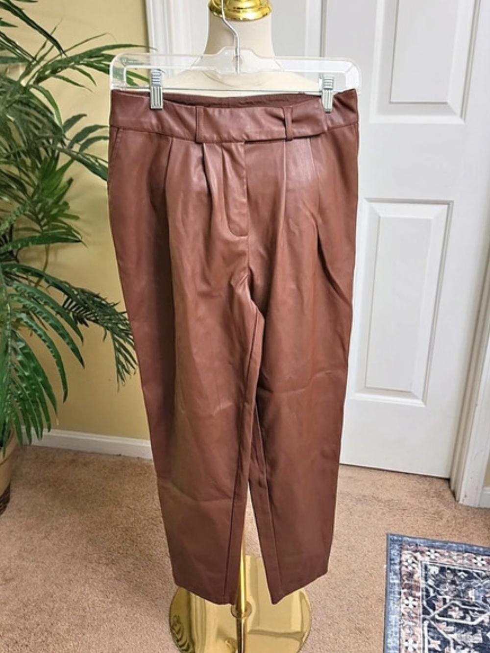 Ophelia Roe Faux Leather Trousers Brown Size 4 Like New